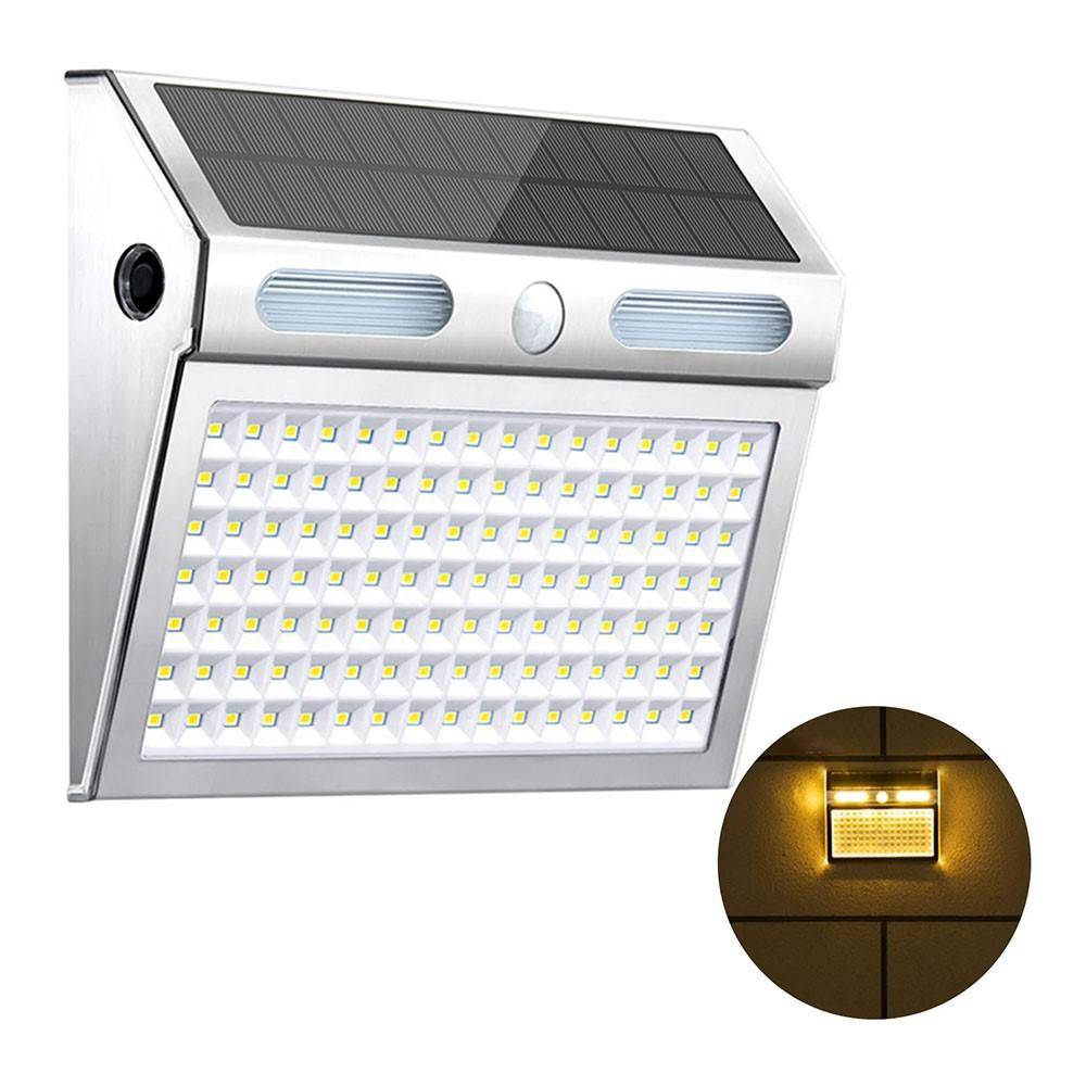 DS138 Solar vägglampa i rostfritt stål - Varmvitt ljus