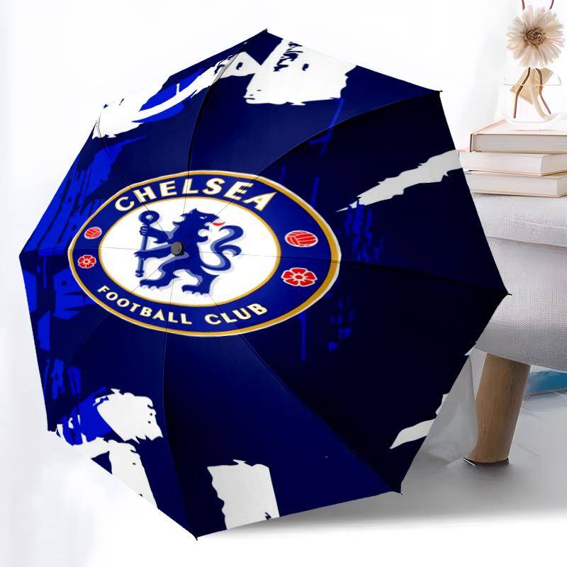 1 st Robust 8-bens helautomatisk paraply, Chelsea FC Paraply, Digitaltryckt, Hopfällbart Paraply för Utomhusbruk på Språng