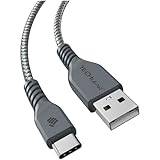 TECHGEAR 1 Meter stark flätad USB-C kabel laddare och data synkkabel USB typ-C kompatibla med Apple iPad Pro 12,9 & iPad Pro 11 2020/2018 iPad Air 4 Generation 10.9 tum [silver]