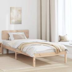 vidaXL Sengestel Naturfarvet 90 x 190 cm Massivt fyrretræ