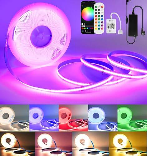 SUBOSI 10M COB LED Streifen RGBW Warmweiß, WiFi Smart LED Strip Musik Sync, Punktloses Lichtband 672 LEDs/m, 24V LED Leiste Kompatibel mit Alexa/Google Home, App-Steuerung, inkl. Netzteil