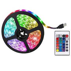 Hidyliu 1 meter neondekorativa ljusremsor, RGB-färgväxlande LED-ljusremsor med 24 knappars fjärrkontroll, USB-flerfärgade ljusremsor, för hem, kök, sovrum, bar, tält, TV, festdekoration