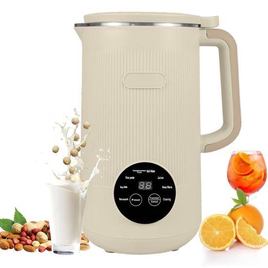 Sojamjölksmaskin 8-i-1 Funktion Humaniserad Pekskärm Livsmedelskvalitet Nötmjölksextraktor Multifunktionell Juicemaskin beige