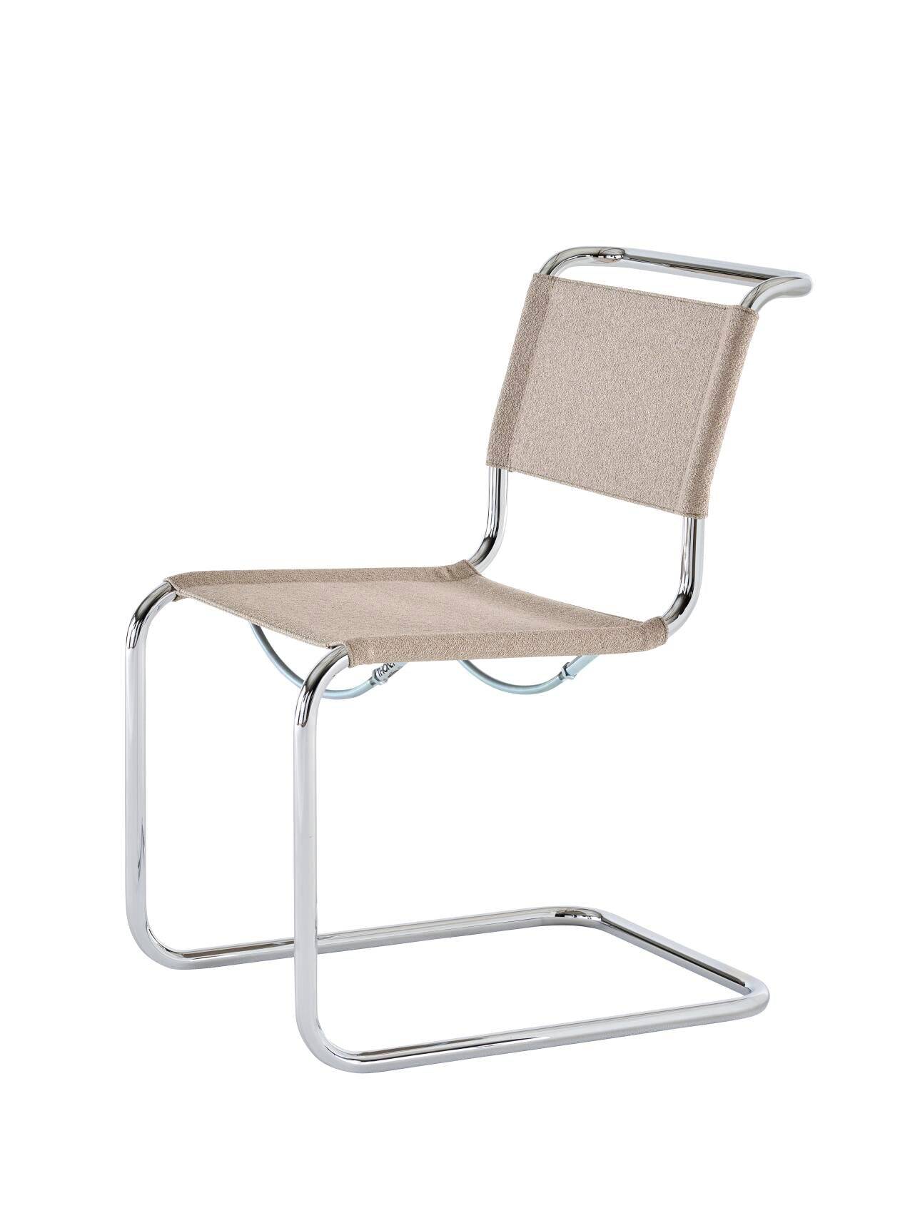 S 33 V cantilever chair fra Thonet Pearl White - Cento Angora - Plastic gliders transparent - Jacobsen Plus