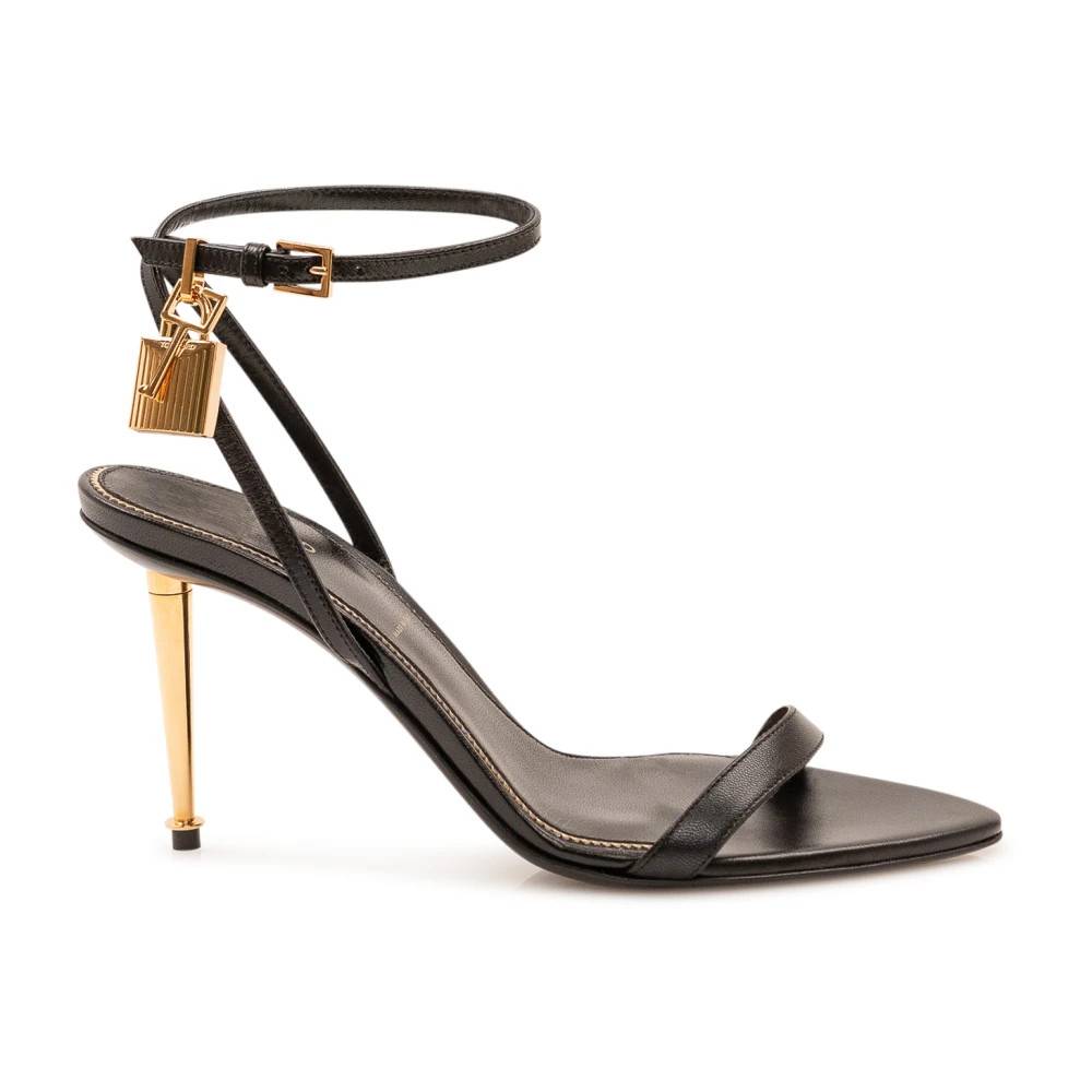 Tom Ford Padlock Pointy Naked Sandal 85mm - Sko - Dame - Sort - 38 1/2 EU - Læder