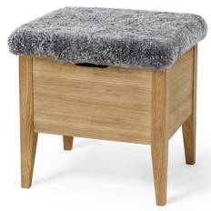 Klinte 45 cm Oljad Ek Grå Äkta Fårskinn - Bänk