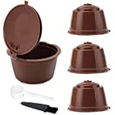 SALADOCY 3 stycken Coffee Capsule Reusable, kaffekapselfilterkoppar, kapsel för Dolce Gusto med 1 kaffesked och 1 borste