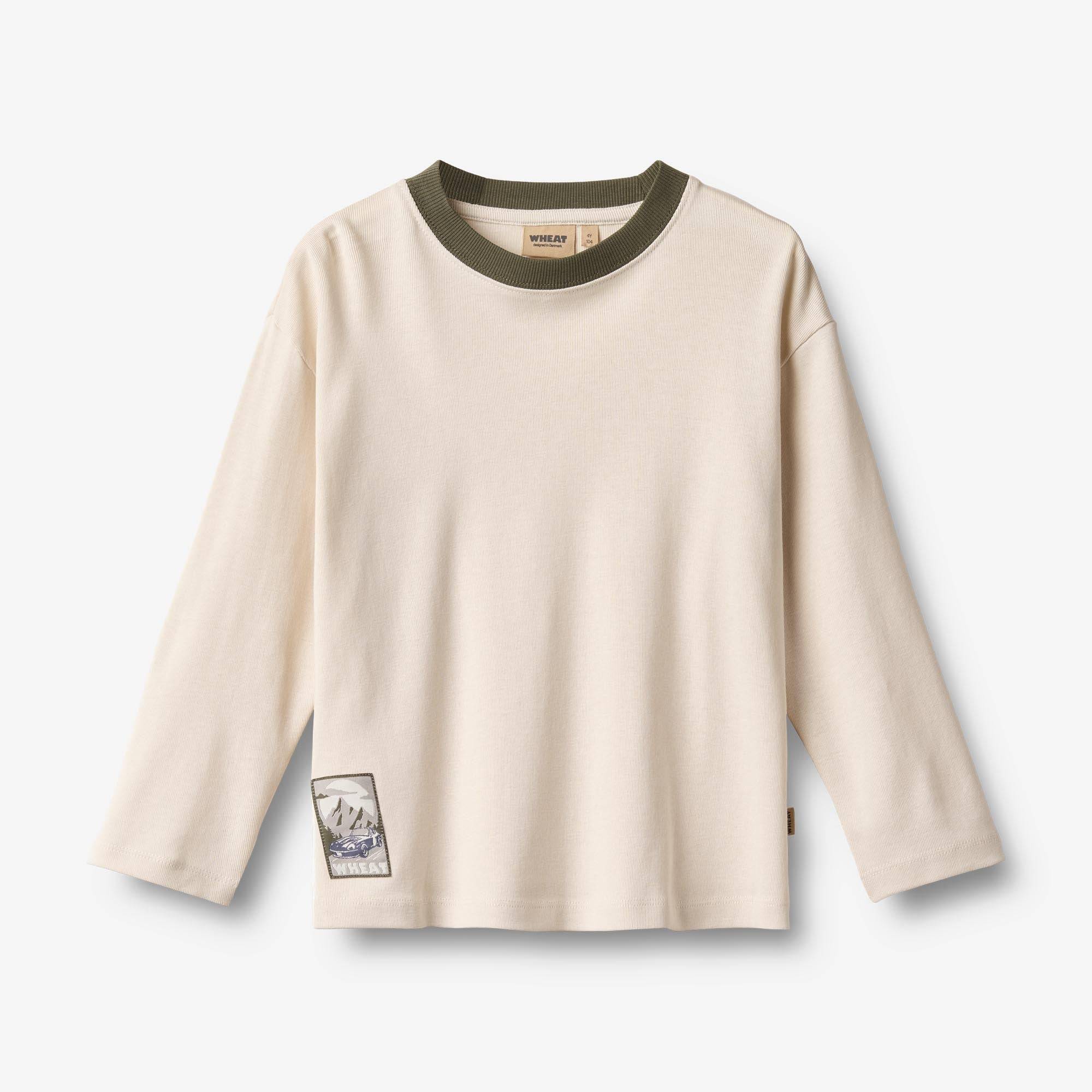 WHEAT® - Langærmet T-shirt Dixie Badge - eggshell - Str 104.