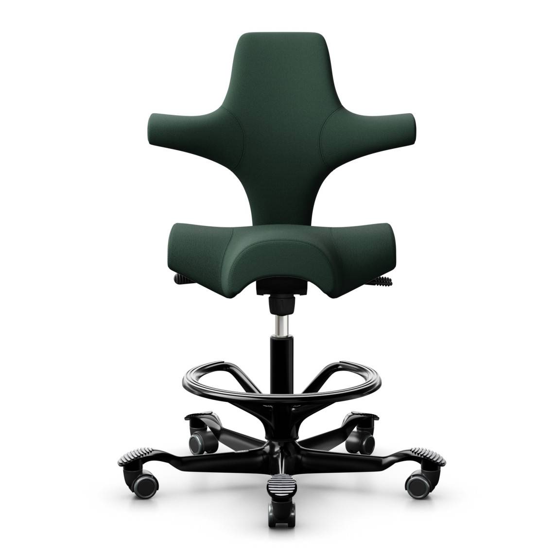 HÅG Capisco 8106, Ergonomisk kontorsstol, Färg Mörkgrön (SC68209), Underrede Svart, Liftomat 265 mm, Fotring Ja