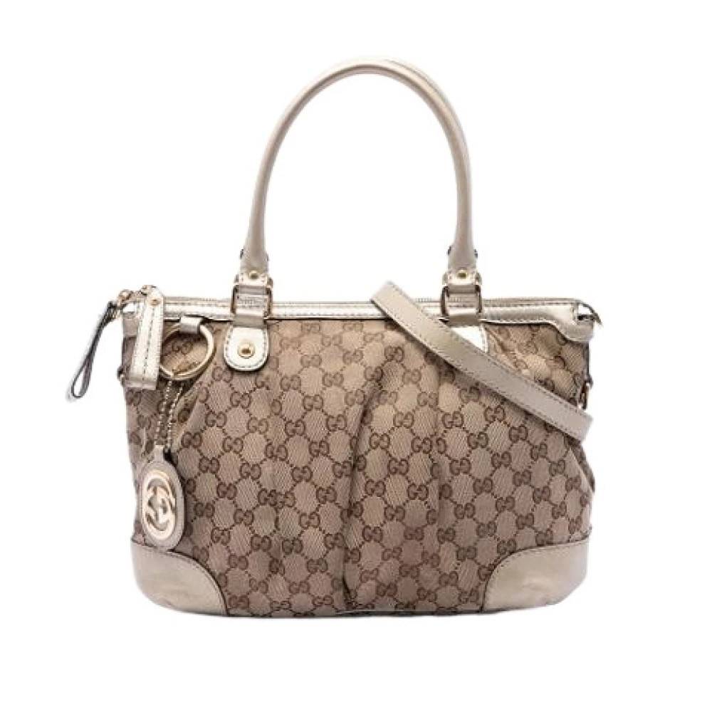 Gucci Vintage Pre-owned Sukey håndtaske - Vintage - Dame - Beige - ONE SIZE - Uld