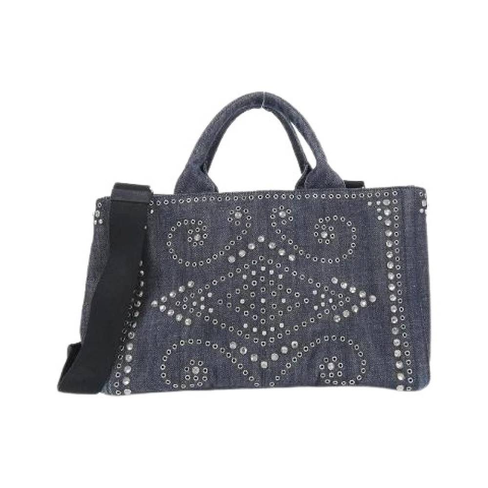 Prada Vintage Pre-owned Denim Tote Bag - Vintage - Dame - Blå - ONE SIZE - Denim