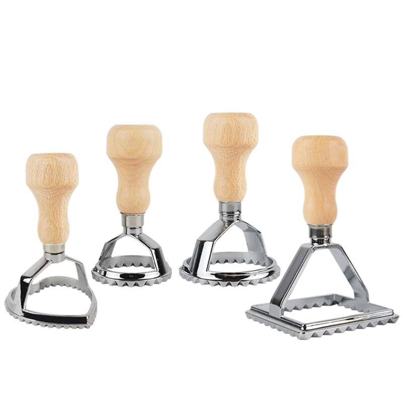 Ravioli maker ravioli stämpel set of 4 bitar rund & fyrkantig form pasta verktyg verktyg ravioli cutter - Mf -1245