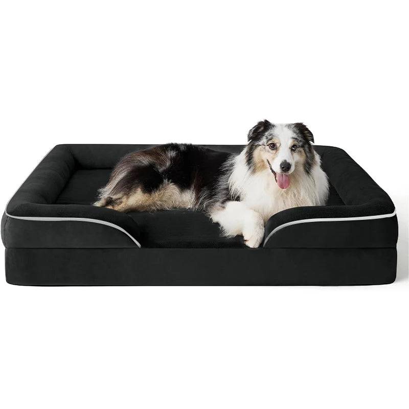 Extra Large Orthopedic Dog Sofa Bed with Washable Removable Cover - Black / XXXL (XXXL)
