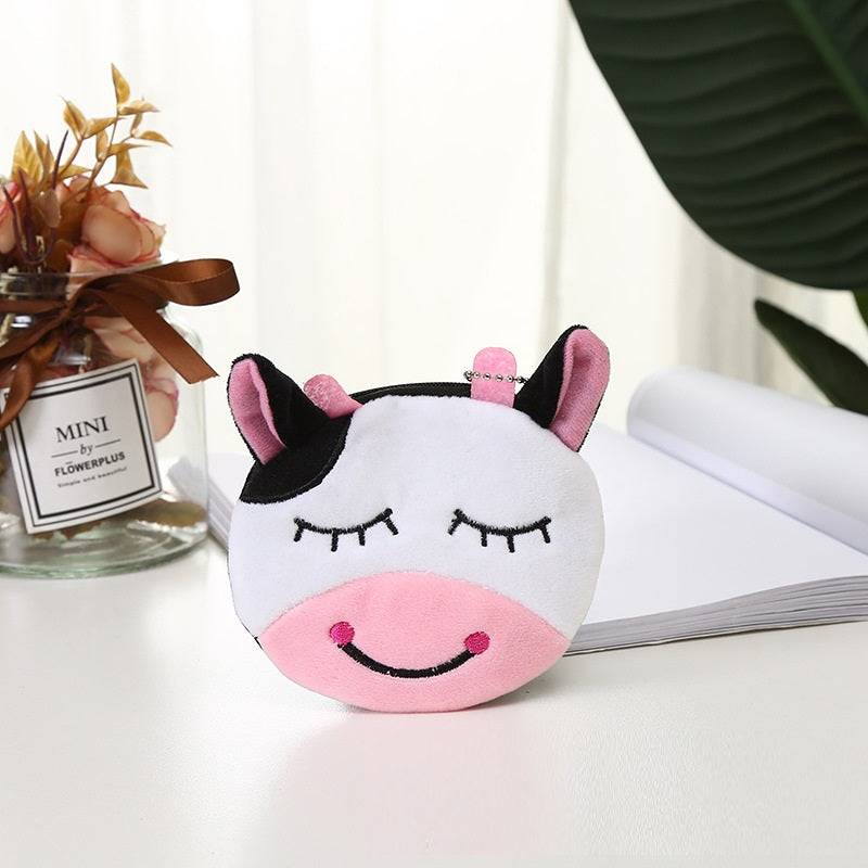 Plush Cute Coin Purse Cartoon Cloth Women's Key Case - Cow