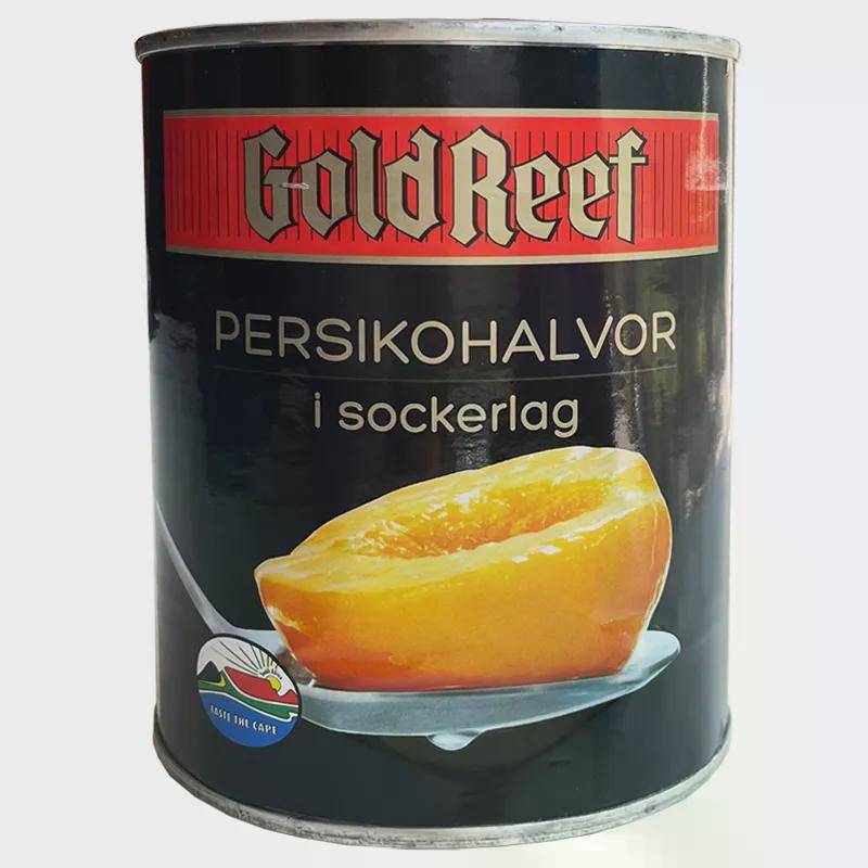 Gold Reef Persikohalvor i Sockerlag 825 gram