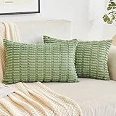 EMEMA Kordsammet örngott dekorativa soffkuddar moderna örngott 40 x 60 cm dekorativa kuddar mjuka dekorativa örngott för vardagsrum soffa sovrum set om 2 gröna
