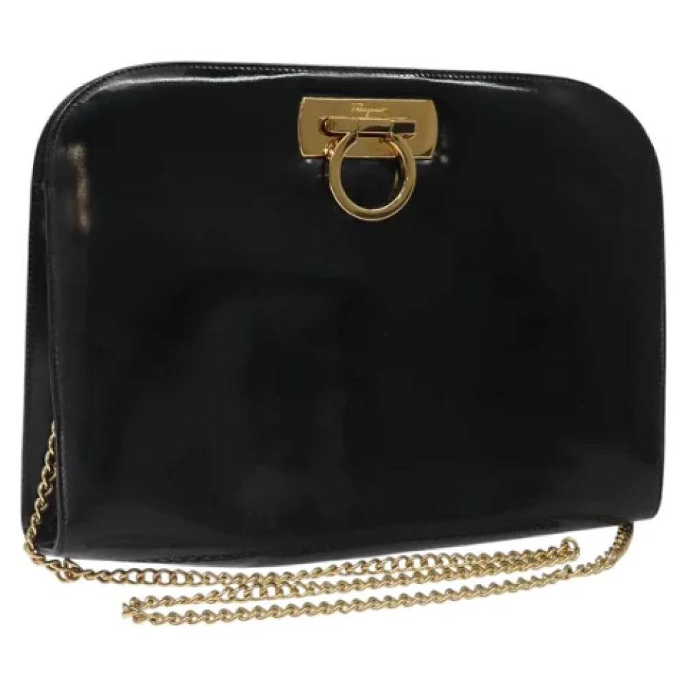 Salvatore Ferragamo Pre-owned Pre-owned Laeder skuldertasker - Vintage - Dame - Sort - ONE SIZE - Uld