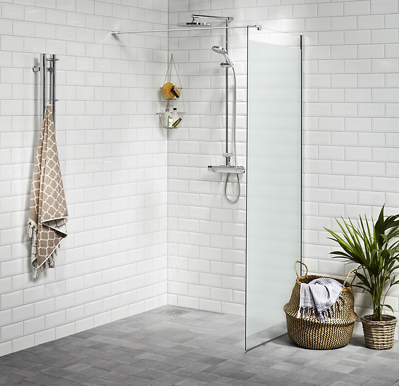 Vetro brusevæg 80 CM 6 mm Hærdet Silkemat Glas, EasyClean.