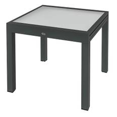 Utdragbar bord de Jardin Grande Midjemått: 160L x 80W x 75H cm Aluminium Mörkgrå Skiva i härdat glas Transparent