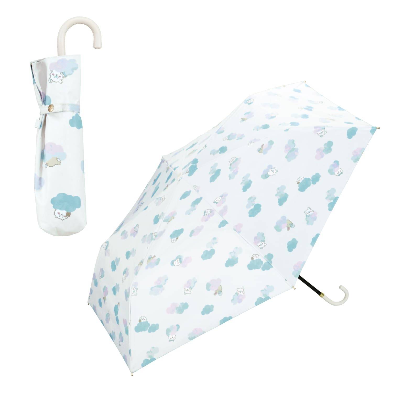 Chiikawa Sleepy Mini Blue Light UV UPF Heat Rain or Folding Umbrella for and Stylish and Cute for Product [2025] Wpc. Parasol, Blackout, (100%