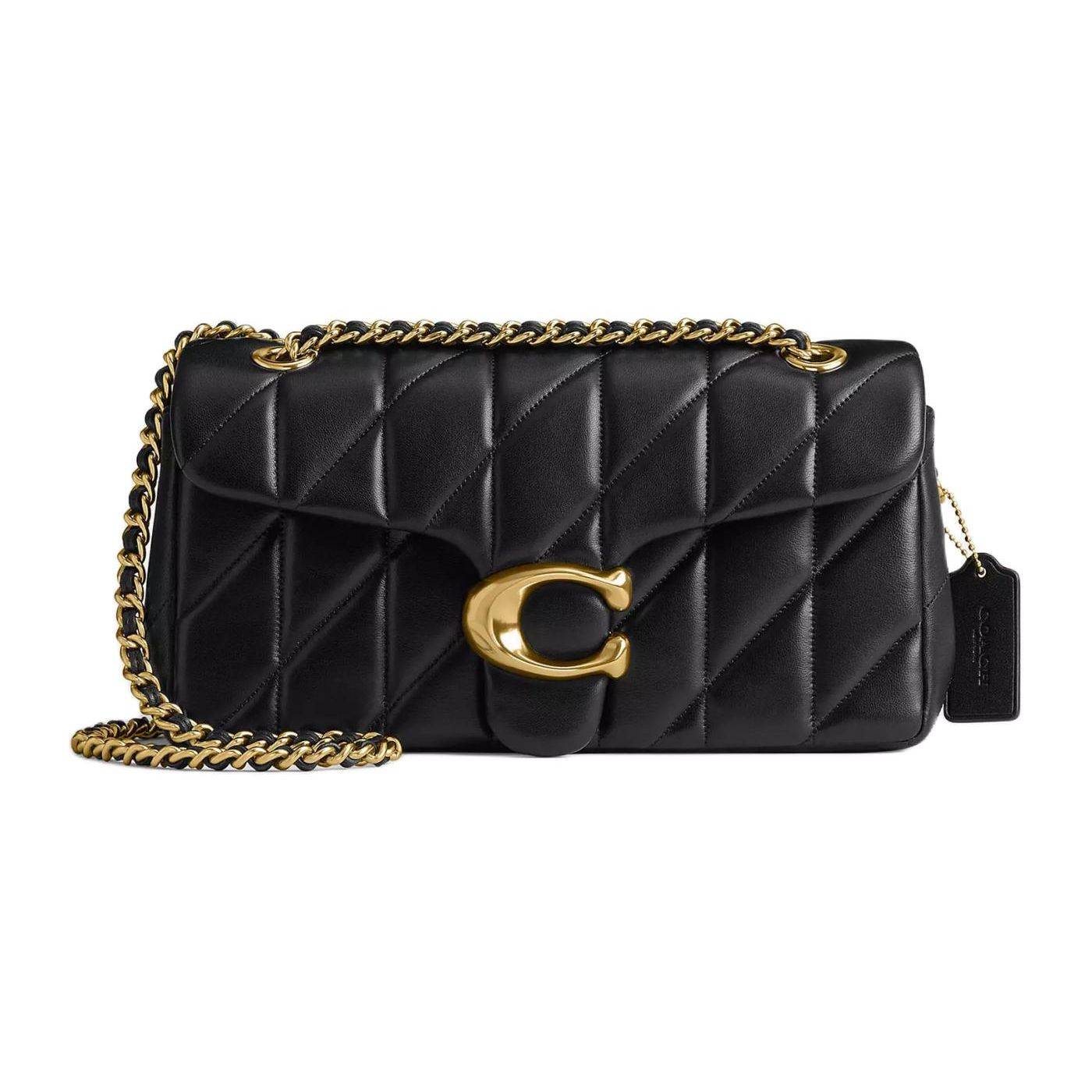 Coach Tabby 26 Mode Casual Logotyp Vadderad Lammhud Crossbody Axelväska Medium Damväskor Svart CP150-B4BK