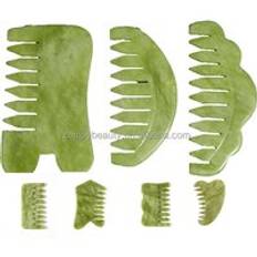 Comb Gua Sha 100% Natural Green Xiu Jade Comb Guasha Massage Tool for Skin Massage