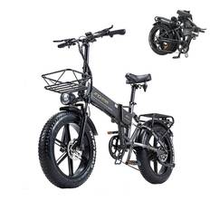 BURCHDA Adult Folding Electric Bike R7 - Dual Motors 2000 W, 48 V 20 Ah 960 WH Battery, Dual Hydraulic Brakes 20’ Men's Electric Mountain Bike