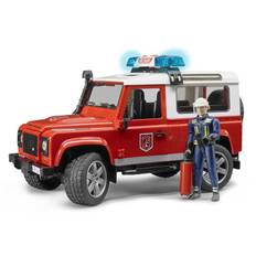 Bruder Land Rover Defender brandkøretøj med lys/lyd og 1 brandmand