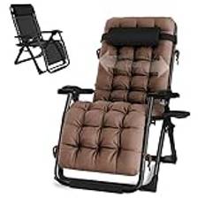 Sunloungers Sun Loungers for Garden Foldable Zero Gravity Chair Stable Extra Wide Ergonomic Patio Recliner Folding Reclining Chair Load-bearing 200kg