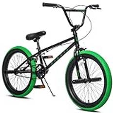 AVASTA 20 tums barn BMX cykel freestyle cykel för 6 7 8 9 10 11 12 13 14 år gamla pojkar flickor med 4 pegs, svart och grön