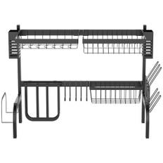 Opvaskestativ, modulær metalopvaskeholder, holder op til 26 kg, sort