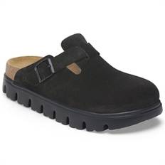 Birkenstock Boston Chunky Suede Leather Clog, Black/Black