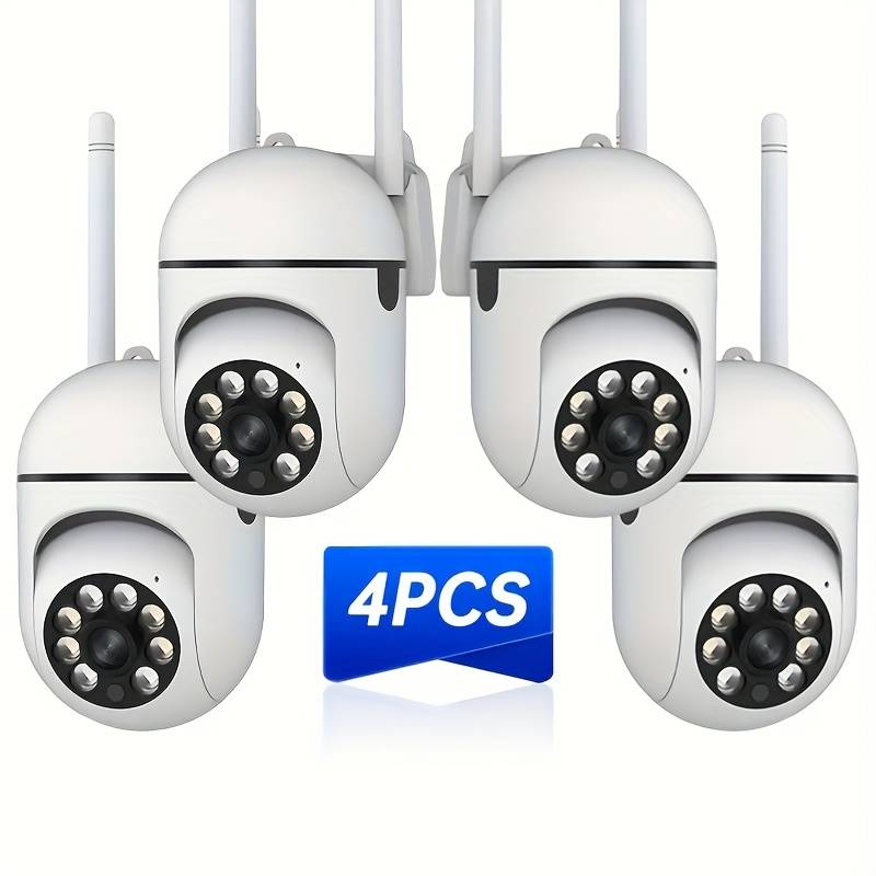 TEMU 4-pack Full Hd Wifi Security Cameras, 1080p Surveillance System With Integrated Ptz Control, Detection, Night Vision, Audio, And 2.4ghz Wifi Connection
