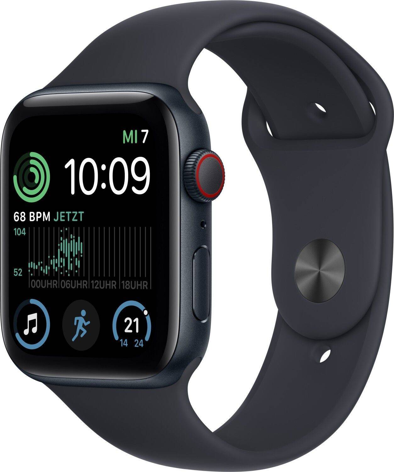 Apple Watch SE 44 mm (2022) | GPS + Cellular | Midnat | Sportsrem Midnat M/L
