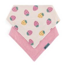 Petite&Mars Bandana Luke 3m+ haklapp Beige Strawberies&Dusty Rose 2 st.