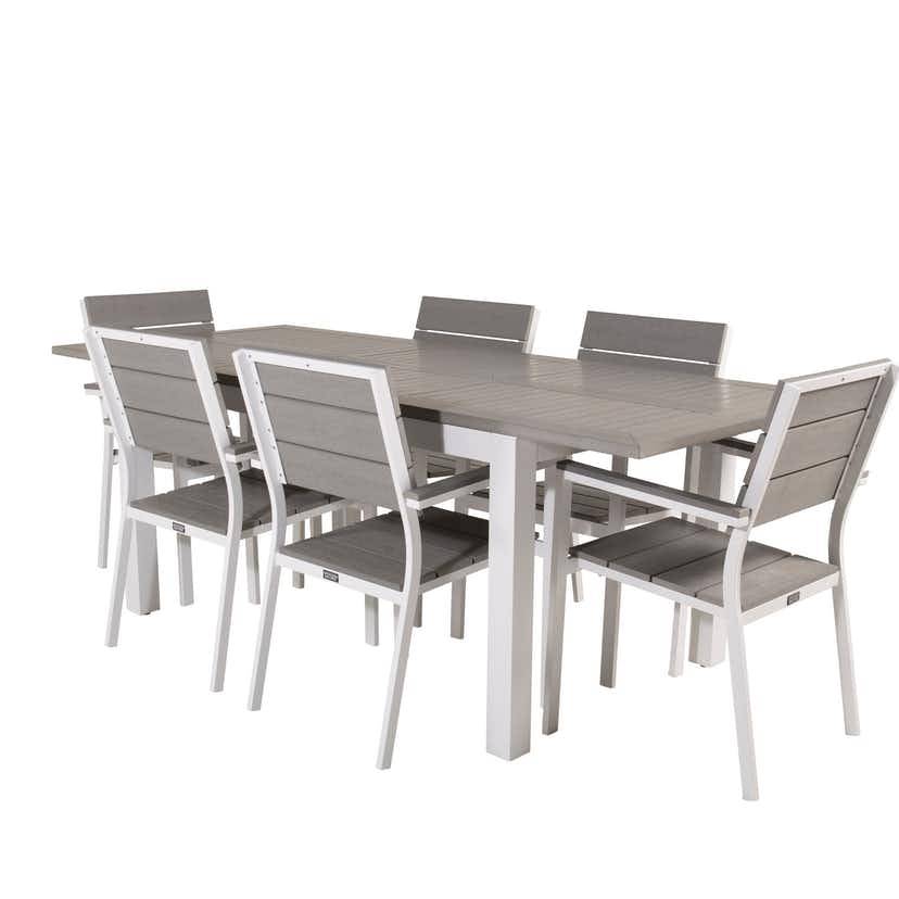 Matgrupp Venture Home Aleyna 152/210 med 6 Lova Matstolar