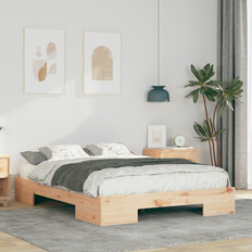 vidaXL Sängram med lagring Brun 120 x 190 cm Massiv furu
