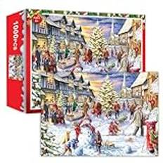 AWAVM Adventskalender 2023 julpussel, julkalender pussel 1 000 st, julklappar för vuxna och barn nedräkning till jul heminredning, Färg