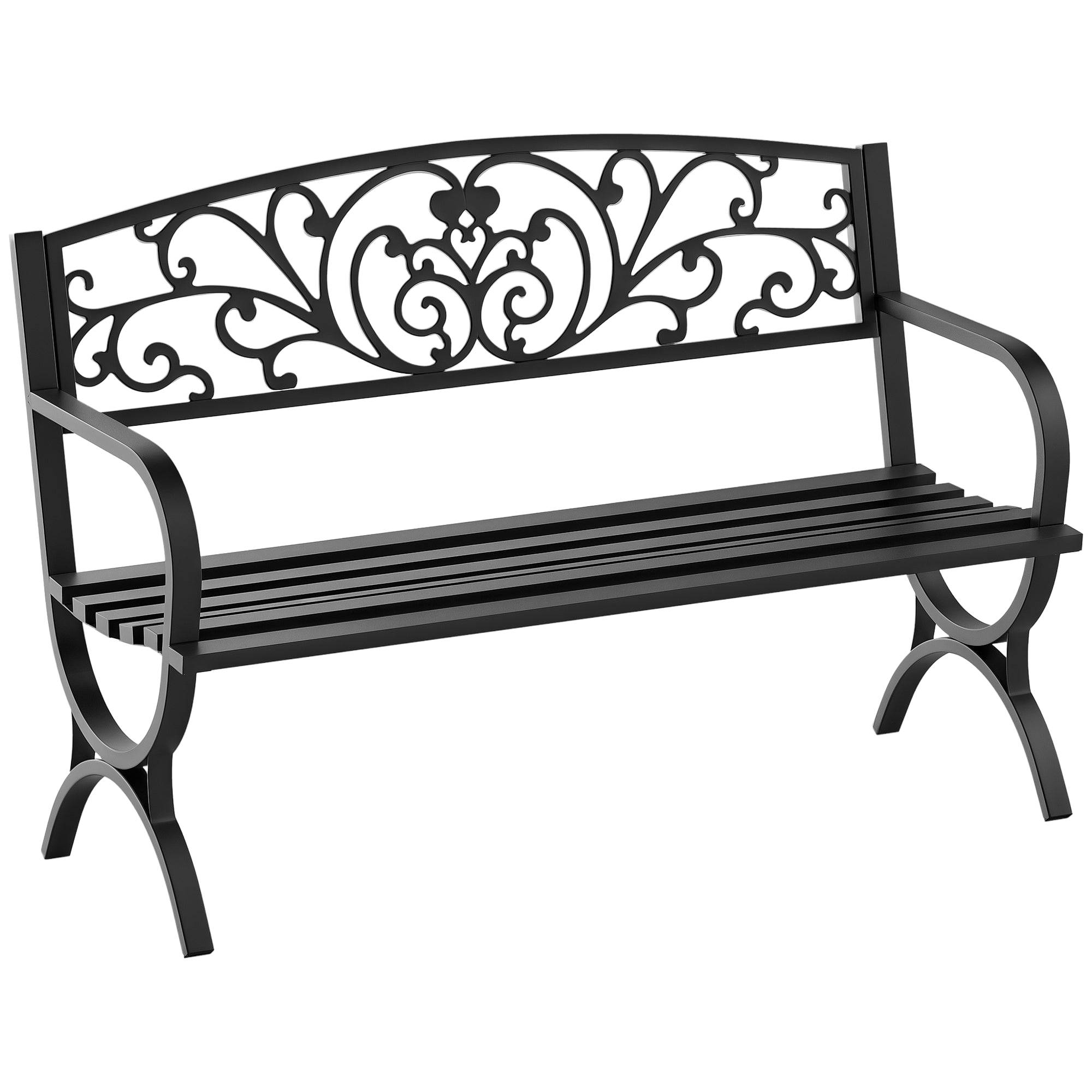 2-personers havebænk, 240 kg lasteevne, havemøbler egnet til indendørs og udendørs brug, 127x60x85 cm, sort