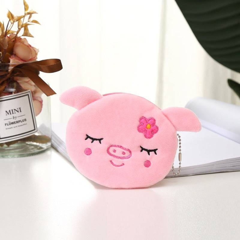 Plush Cute Coin Purse Cartoon Cloth Women's Key Case - Plum Blossom Pig