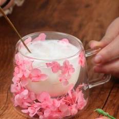 1 st, Dubbelväggig glasmugg, Blombladsdekoration, Kreativ vattenmugg, Kaffekopp, Tekopp, Mjölkkopp, Juicekopp, Isolerad, Fräsch, Estetisk, Unik design - Multifärgad (Glas böjt halm - 1 st,Rosa hortensiakopp - 1 st,Blå hortensiakopp - 1 st)