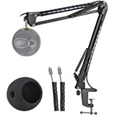 Blue Snowball Mic Stand with Windscreen - Mic Suspension Boom Arm Stand and Pop Filter Foam Cover Kompatibel med Blue Snowball iCE Microphone från YOUSHARES