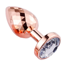 Diamond Anal Plug Rosegold. Rød og klar sten - Small / Rød