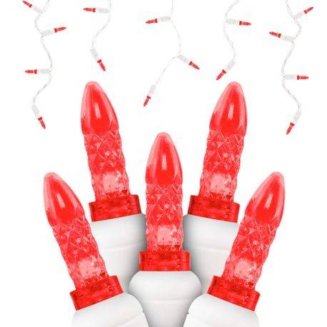 M5 LED Icicle Lights 70L Red WHITE WIRE