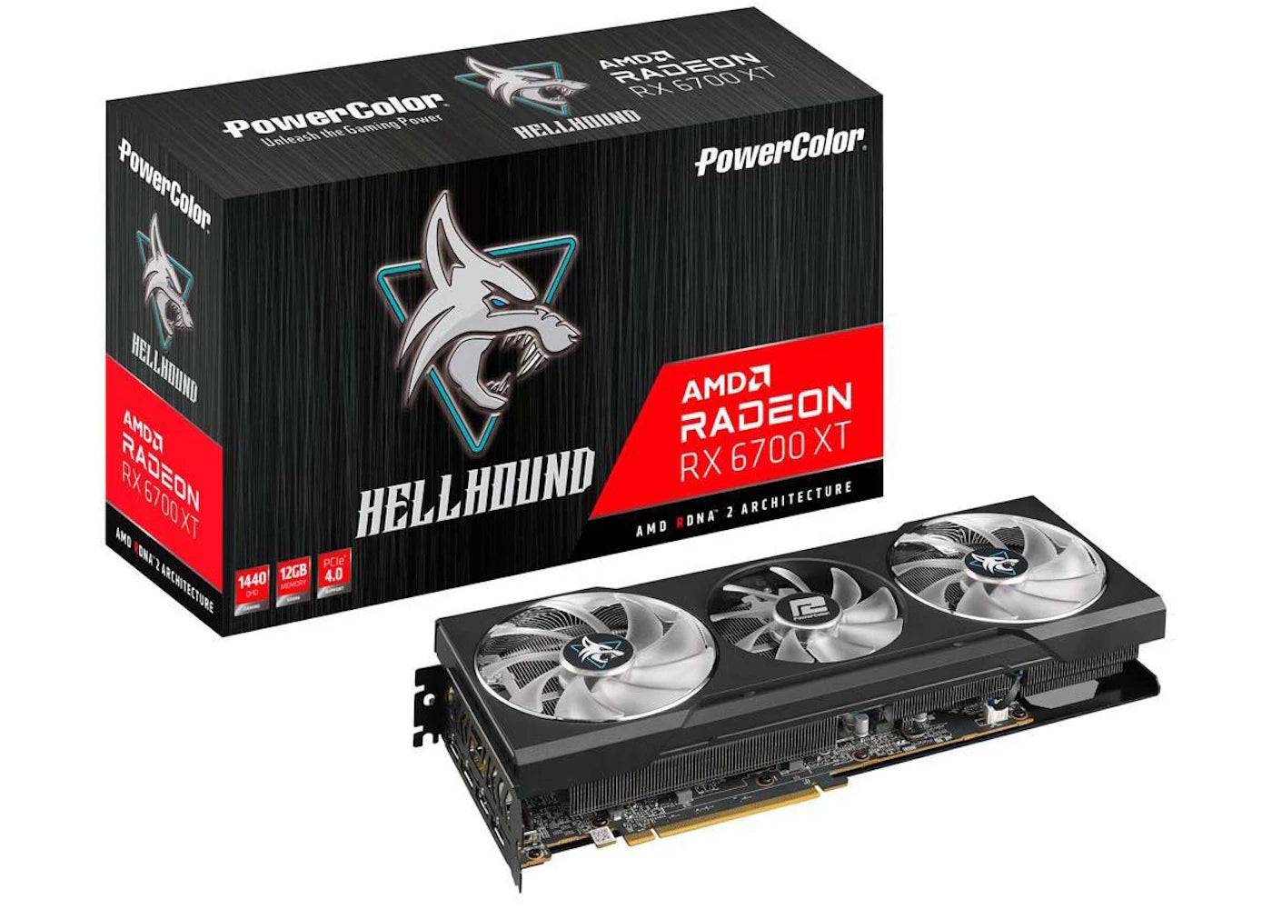 AMD PowerColor Hellhound Radeon RX 6700 XT DirectX 12GB Graphics Card (AXRX 6700XT 12GBD6-3DHL) - One Size (One Size)