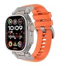 Astorgos Armband kompatibla med Apple Watch Ultra 2/Ultra 49mm, S10 46mm, 9/8/7 45 mm, SE2/SE/6/5/4 44 mm, 3/2/1 42 mm, 316L rostfritt stål och spänne, sportband för män, Orange