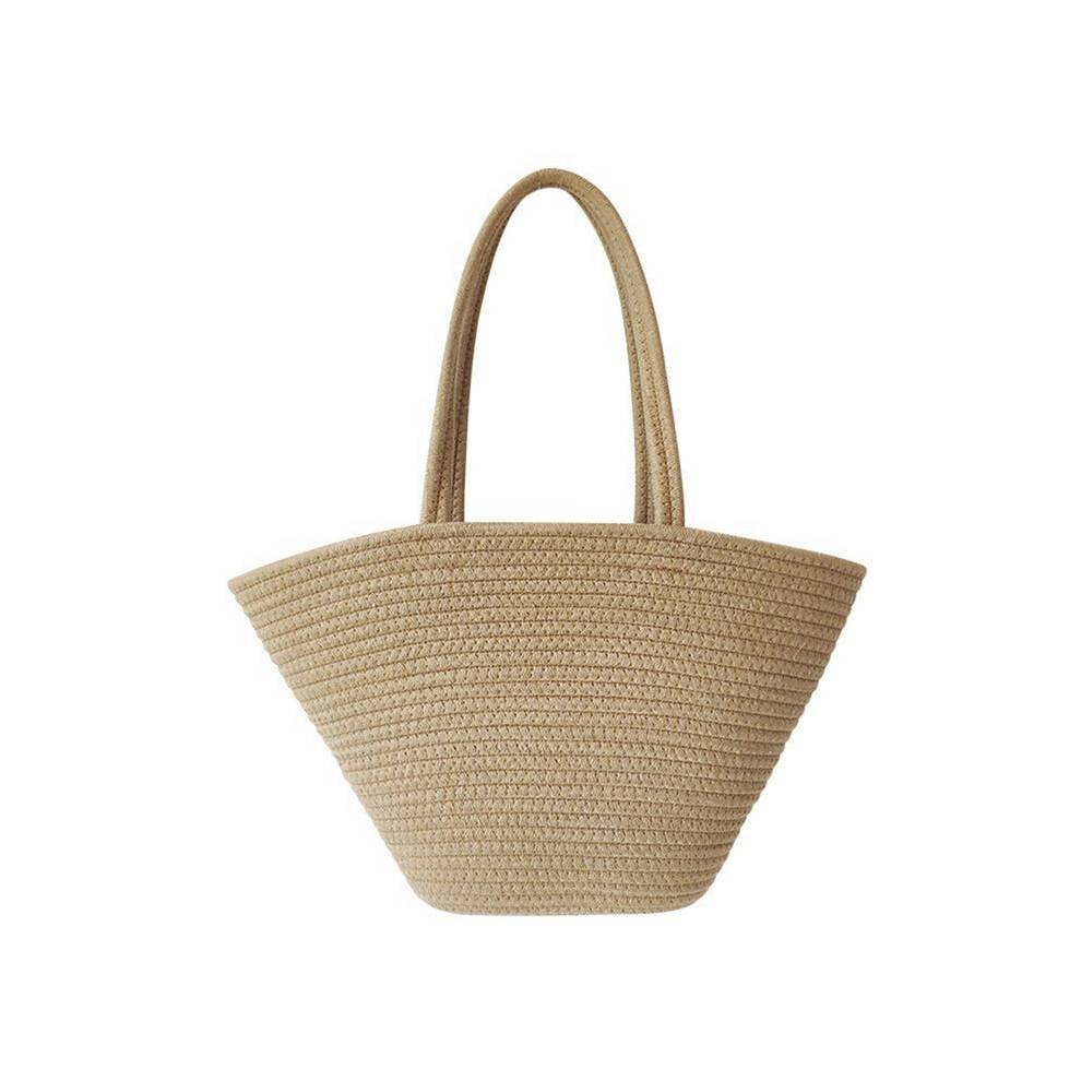 Fashion Retro Cotton Rope Woven Straw Bag Capacity High-End Sense Tote Women for Travel, Holiday, Shopping, Party