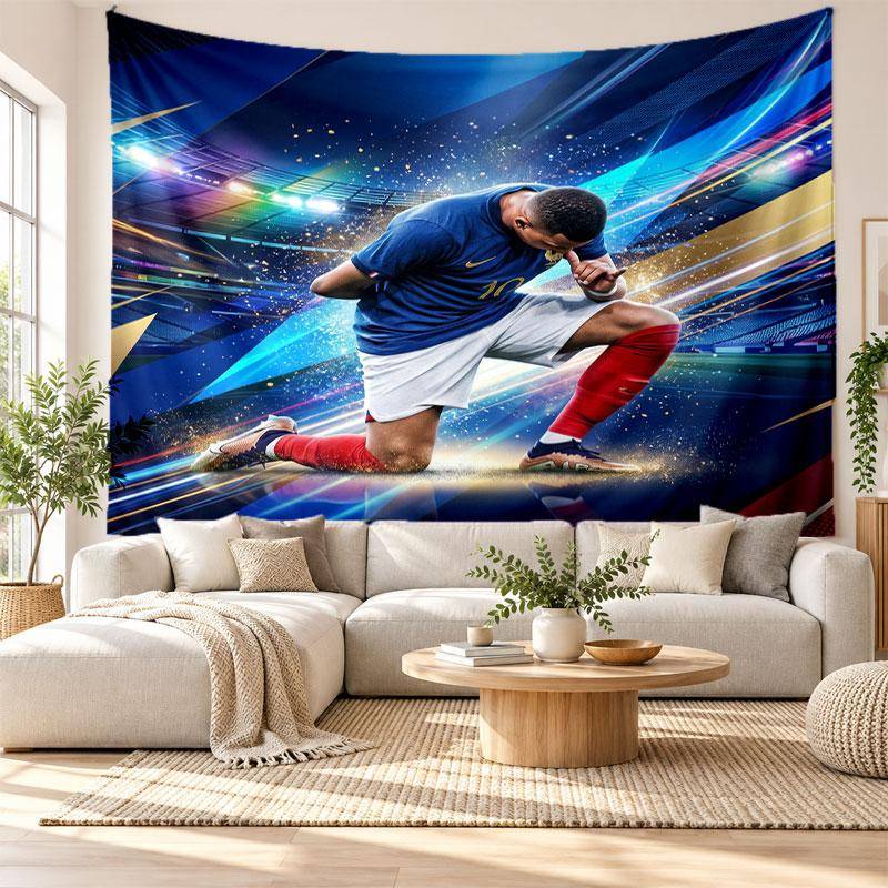 Kylian Mbappe Wall Tapestry, Soft Fabric Wall Hanging, Decorative Backdrop For Bedroom Home Wall Art