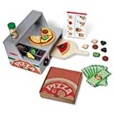 Melissa & Doug Pizzeria aus Holz - 41-teiliges Rollenspielset mit Pizzaofen, Pizzaschieber, Arbeitsfläche und Holz- BZW. Filzzutaten, für Kinder ab 3 Jahren - FSC zertifizierte