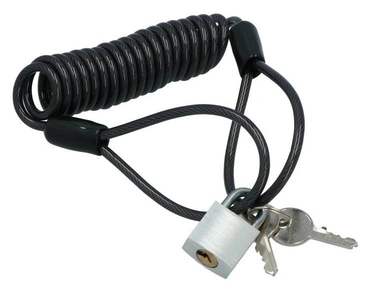 Dresco Spiraalslot 1504 Code - 150 cm, Ø4 mm, Sikkerhedsniveau 2, Plastbelagt, Sort